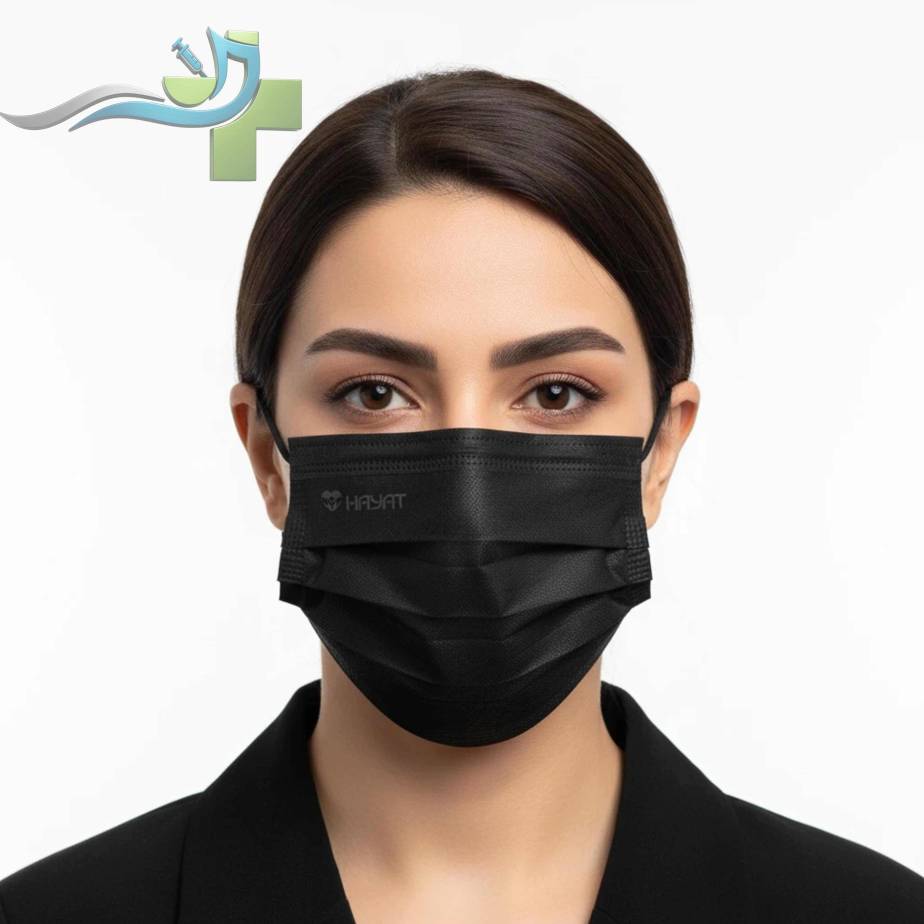 ماسک سه لایه پزشکی مشکی حیات مناسب استفاده روزمره ماسک سه لایه پزشکی مشکی حیات مناسب استفاده روزمره