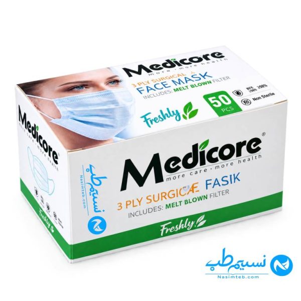ماسک پزشکی مدیکور ماسک 3 لایه پزشکی مدیکور 50 عددی سفید